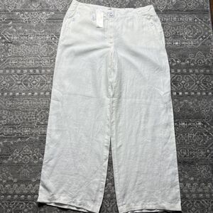 Chico's The Ultimate Fit Wide Leg Linen Pants 2.5 US Large 14 White NWT